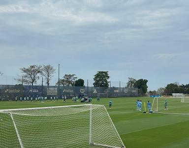 Jogadores do Cruzeiro durante treinamento na Toca da Raposa II