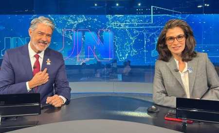 Willian Bonner e Renata Vasconcelos no Jornal Nacional