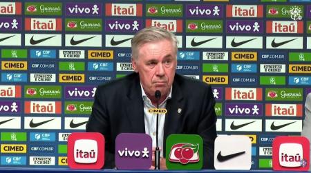 Carlo Ancelotti, técnico da Seleção Brasileira, parabenizou o Atlético pela ida à final da Sul-Americana