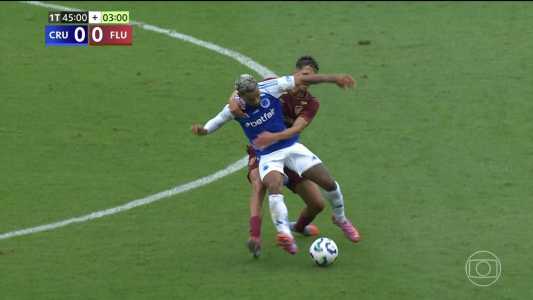 Matheus Pereira, do Cruzeiro, acerta rosto de Facundo Bernal, do Fluminense