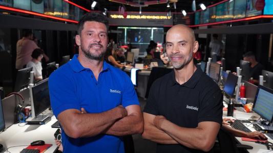 Fabrício e Marques na redação da Itatiaia como novos comentaristas