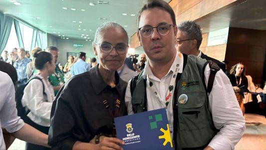 Ministra do Meio Ambiente, Marina Silva, ao lado de Dimi Chaves, subsecretário de Gestão Ambiental e do Clima da Prefeitura de BH