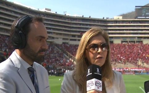 Leila Pereira eme entrevista à ESPN antes da final da Libertadores entre Palmeiras e Flamengo