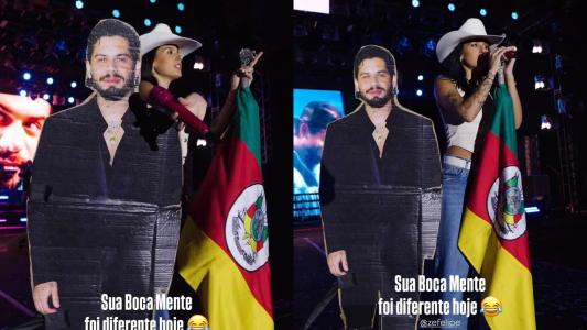 Ana Castela canta com totem de Zé Felipe em show