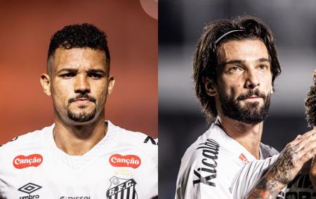 Zé Ivaldo e Lautaro Díaz durante jogo do Santos