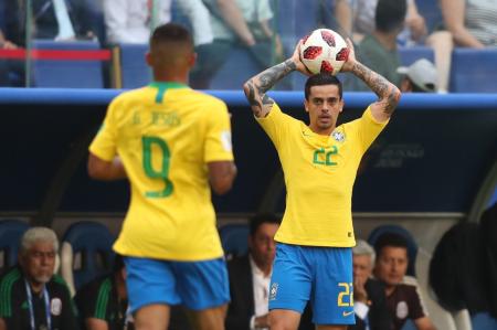 Fagner, do Cruzeiro, durante jogo da Seleção Brasileira na Copa do Mundo de 2018