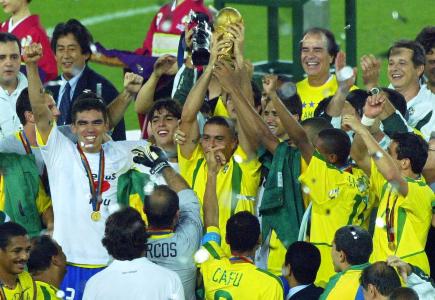 Seleção Brasileira comemora pentacampeonato da Copa do Mundo, em 2002