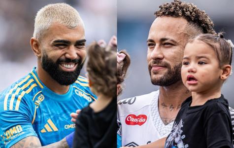 Gabigol e Neymar durante Santos 3 x 0 Cruzeiro