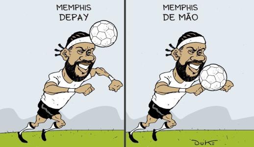Charge do Duke abordou o gol polêmico de Memphis Depay nessa quinta-feira (11)