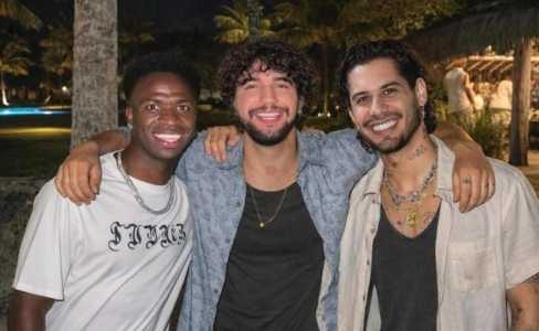 Montagem de Nattan ao lado de Vini Jr. e Zé Felipe