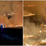 Brigadistas e bombeiros combatem incêndio no Parque Nacional da Serra do Cipó