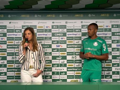 Leila Pereira abre apresentação de Marlon Freitas, primeiro reforço do Palmeiras em 2026