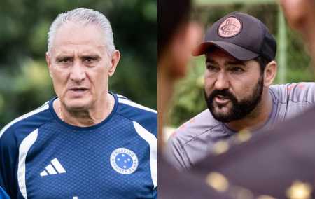 Tite, técnico do Cruzeiro, e Danilo, técnico do Pouso Alegre