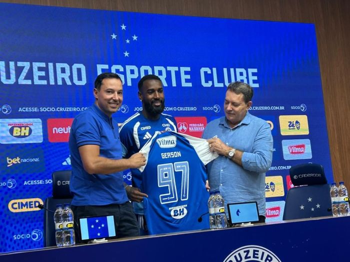 Gerson apresentado por Pedro Junio e Pedro Lourenço no Cruzeiro