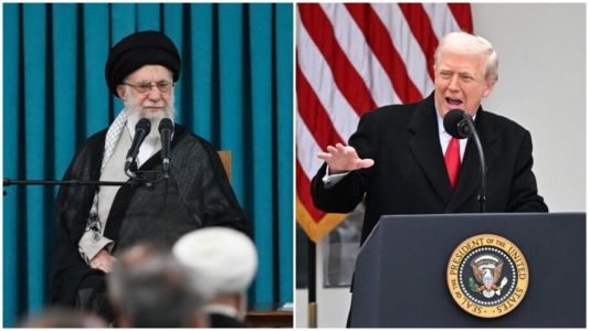 Líder supremo do Irã, aiatolá Ali Khamenei, e presidente dos Estados Unidos, Donald Trump