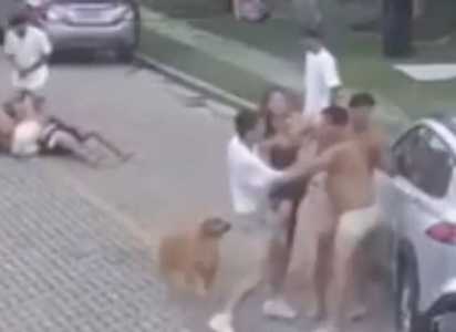 Vídeo mostra briga generalizada entre jogadores do Fortaleza e vizinhos no Réveillon
