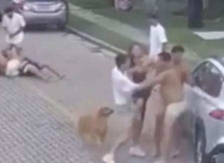 Vídeo mostra briga generalizada entre jogadores do Fortaleza e vizinhos no Réveillon