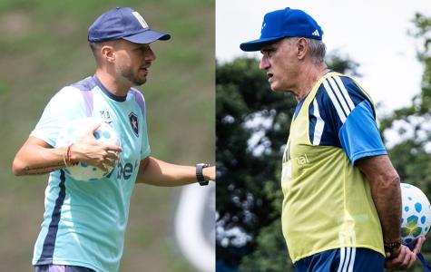 Martin Anselmi, técnico do Botafogo, e Tite, técnico do Cruzeiro