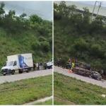 Caminhão tomba e motorista fica preso às ferragens na BR-262 na Grande BH