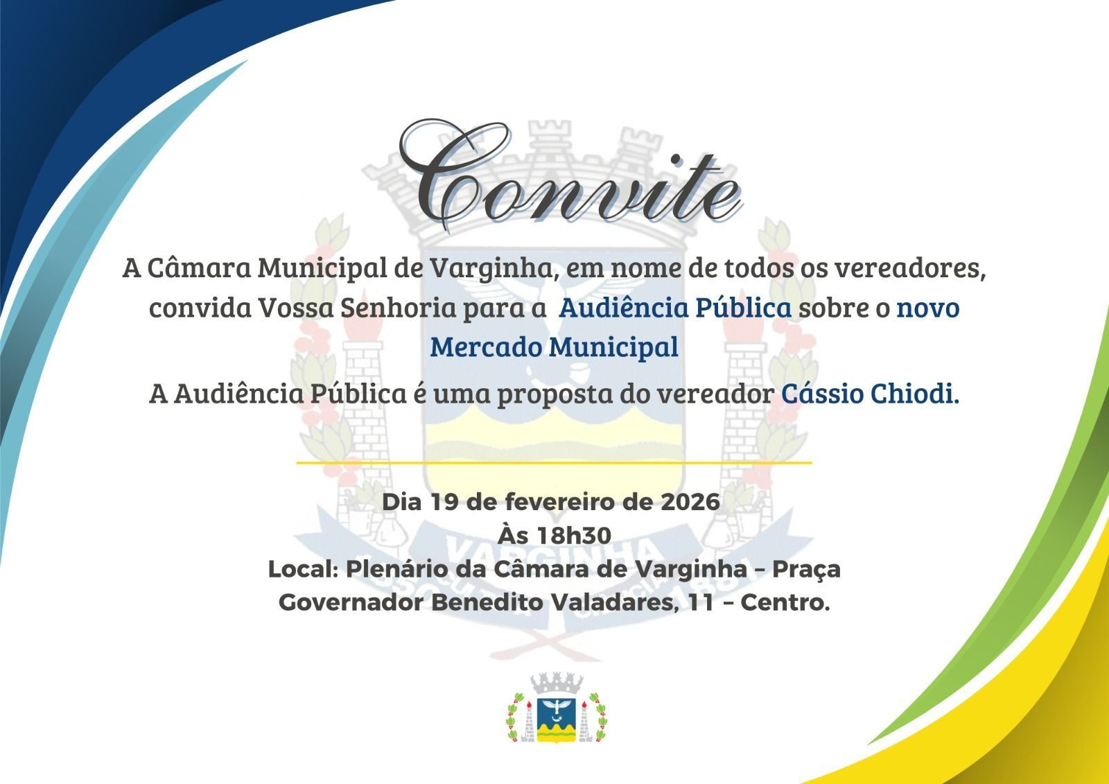Câmara Municipal de Varginha vai fazer audiência pública sobre Mercado do Produtor