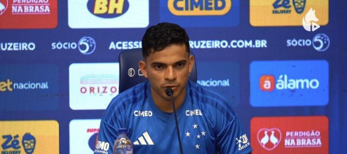 Bruno Rodrigues em coletiva de apresentação ao Cruzeiro