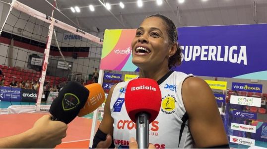 Adenízia, central do Praia, após vitória sobre o Mackenzie na Superliga 2025/2026