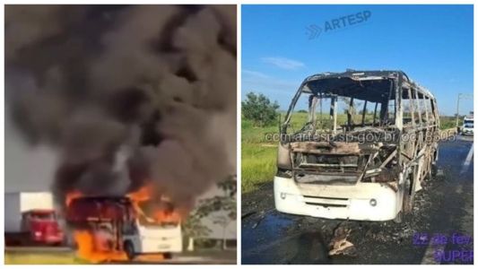 Ônibus foi tomado pelas chamas
