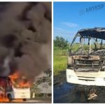 Ônibus com 17 atletas de karatê pega fogo em Rodovia de SP; veja vídeo