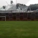 Forte chuva destrói parte da estrutura de estádio que receberá Atlético no Mineiro