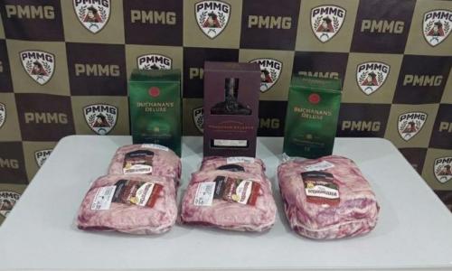 Homem em prisão domiciliar foi flagrado furtando whisky e carnes nobres em supermercado em Muriaé