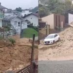 Vídeo: chuva causa 'avalanche' de lama em rua de Blumenau, em Santa Catarina