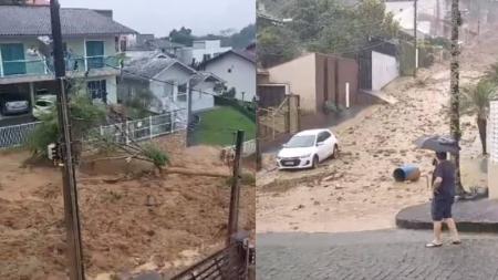 Deslizamento aconteceu após um grande volume de chuva atingir a cidade nesta madrugada