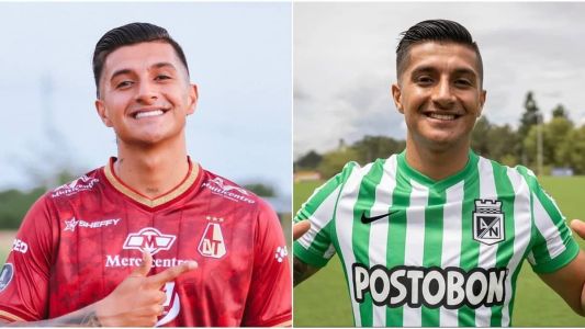 Yeison Guzmán com a camisa de Tolima e Atlético Nacional, da Colômbia