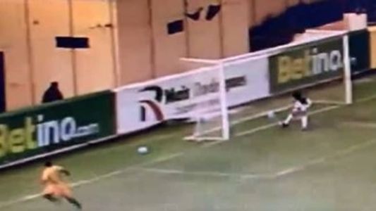 Zagueiro afasta a bola antes de cruzar a linha