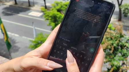 Foto mostra conversa de WhatsApp aberta em aparelho celular