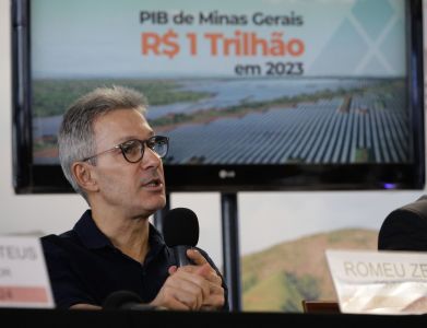 O governador Romeu Zema concede entrevista coletiva em BH