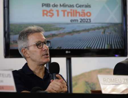 O governador Romeu Zema concede entrevista coletiva em BH