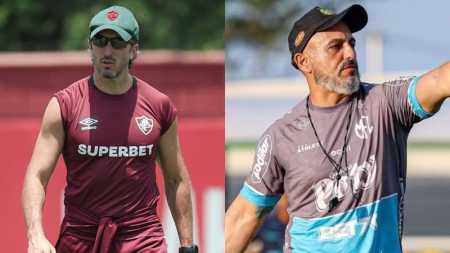 Luís Zubeldía, técnico do Fluminense, e Rafael Guanaes, técnico do Mirassol