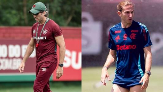 Luís Zubeldía, técnico do Fluminense, e Filipe Luís, técnico do Flamengo