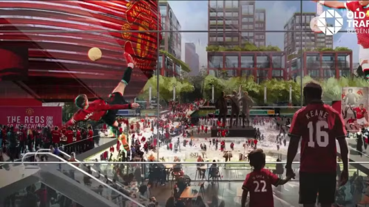 Imagem do projeto do novo estádio do Manchester United, da Inglaterra