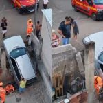 Motorista perde controle e carro cai no teto de casa em MG; vídeo