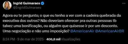 Ingrid Guimarães denuncia constrangimento com companhia aérea
