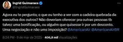 Ingrid Guimarães denuncia constrangimento com companhia aérea