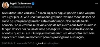 Ingrid Guimarães denuncia constrangimento com companhia aérea