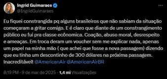 Ingrid Guimarães denuncia constrangimento com companhia aérea