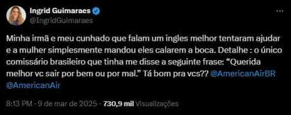 Ingrid Guimarães denuncia constrangimento com companhia aérea