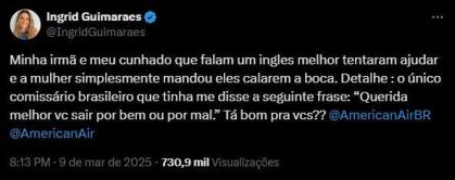 Ingrid Guimarães denuncia constrangimento com companhia aérea