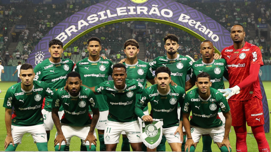 Jogadores do Palmeiras antes de duelo com o Botafogo