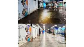 Limpeza do Aeroporto Internacional Salgado Filho, em Porto Alegre, após enchentes no Rio Grande do Sul