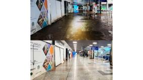 Limpeza do Aeroporto Internacional Salgado Filho, em Porto Alegre, após enchentes no Rio Grande do Sul
